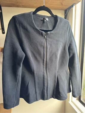 Topshop Black Zip-Front Peplum Jacket